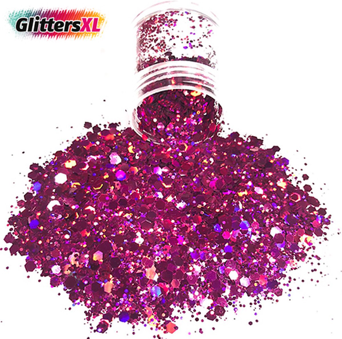 GlittersXL - Chunky Glitters (Paars) [Volume 8g - Festival Jewels Glitter Outfit Lichaam en Gezicht - Make-up Diamond Dots Face Body - Diamantjes Strass Steentjes - Kinderen Volwassenen Dames Makeup Tattoo]